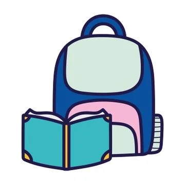 Back to school education open book and backpack supply Stock Illustration