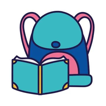 Back to school education open book and backpack supply Stock Illustration