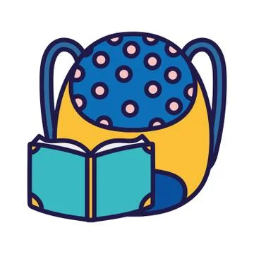Back to school education open book and backpack supply Stock Illustration