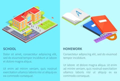 Back to School Education Posters with Isolated 3D Stock Illustration