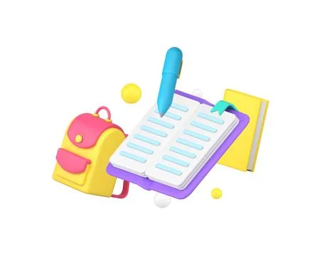 Back to school education student studying lesson 3d icon realistic vector ill Illustrazione stock