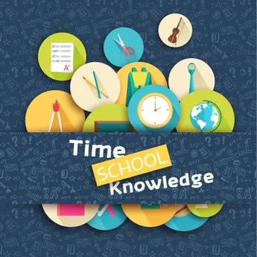 Back to school education vector art icons background. Flat university elements Illustrazione stock