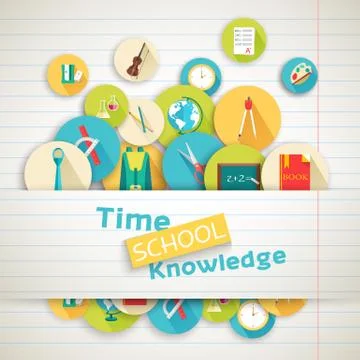 Back to school education vector art icons background. Flat university elements Stock Illustration