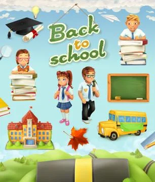 Back to school  Education vector icon set Stock Illustration
