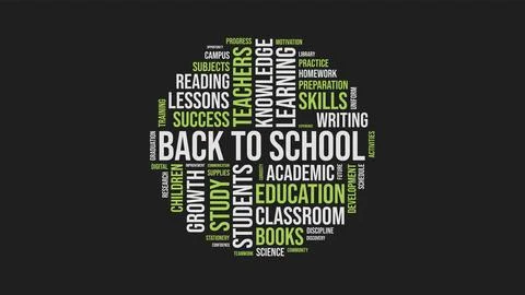 Back to School Education Word Cloud Typography Illustration in Circular Sha.. Illustration