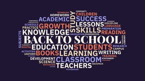 Back to School Education Word Cloud Typography Illustration on Dark Backgroun Stock Illustration