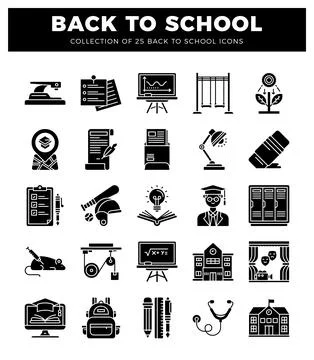 Back to School educational icons. graphic design. illustration Ilustración de archivo