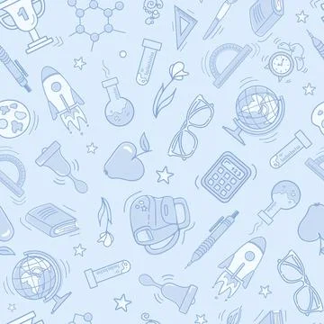 Back to school. Educational paraphernalia, school supplies, devices for 库存插图