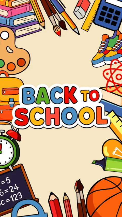 Back to School Educational Supplies Frame with Classroom Objects and Learnin Stock-Footage 337594872