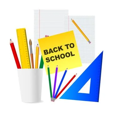 Back to school. element with colored pencils and elements for educational. .. Illustrazione stock