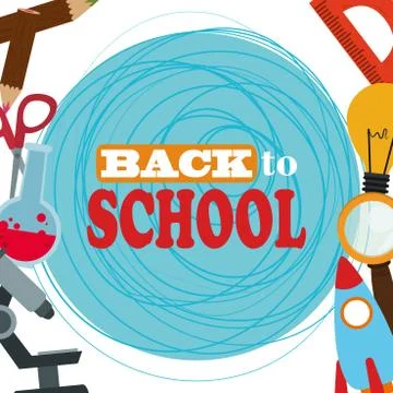 Back to school, elementary education supply study background Stockillustratie
