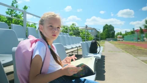 Back to school. Elementary school student. First grader. The beginning of classe Stock Footage 278345108
