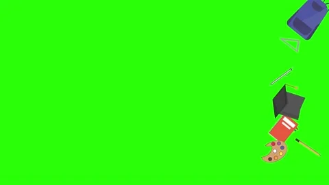 Back to school elements animation on green screen, graphic source Видео 151937670