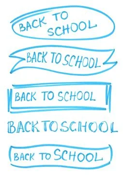 Back to school, the elements are hand-drawn with a felt-tip pen on a white Stock Illustration
