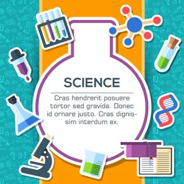 Back to school elements on blue background poster in sticker style design Illustrazione stock