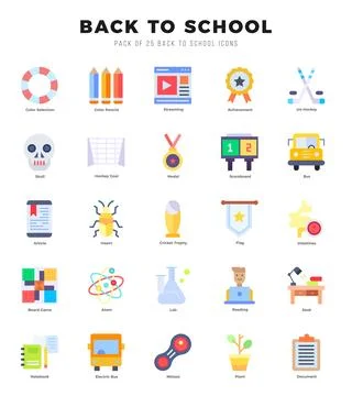 Back To School elements. Flat web icon set. Simple vector illustration. イラスト素材