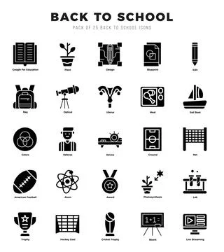 Back To School elements. Glyph web icon set. Simple vector illustration. Stock Illustration