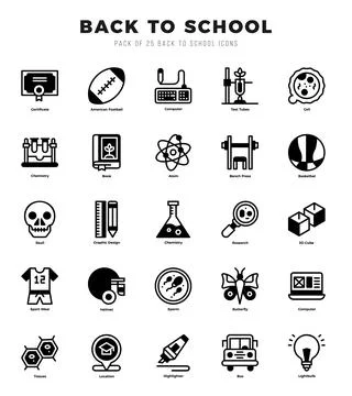 Back To School elements. Lineal Filled web icon set. Simple vector illustra.. Stock Illustration