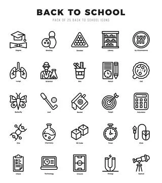 Back To School elements. Lineal web icon set. Simple vector illustration. Stock Illustration