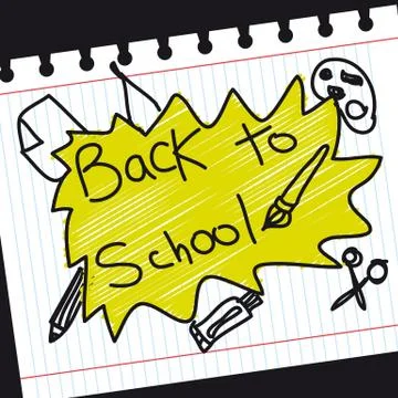 Back to school with elements over paper, hand drawing. vector Stock Illustration