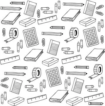 Back to school elements pattern doodle illustration Stockillustratie