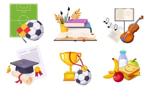 Back to School Elements Set, Education, School Lesson Icons Vector Illustration Stock Illustration