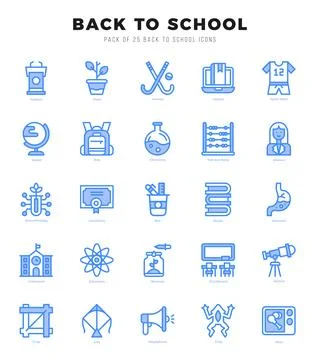 Back To School elements. Two Color web icon set. Simple vector illustration. Stock Illustration