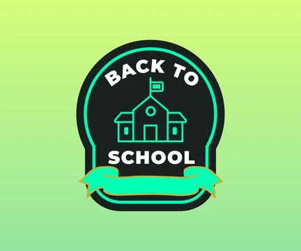 Back To School Emblem With School Building Icon Ilustración de archivo