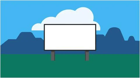 Back to School Empty billboard template in mountain landscape with billboar.. Stock Illustration