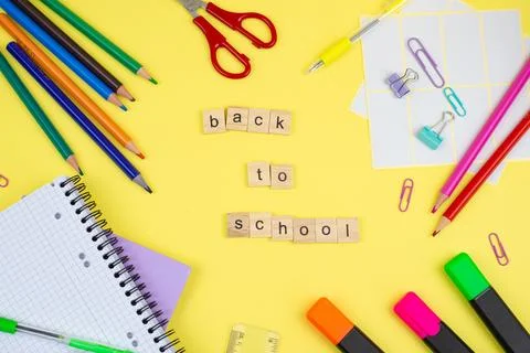 Back to School Essentials Discovering Colorful Stationery and Supplies for .. Stock Photos