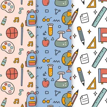 Back to school event pattern set Illustrazione stock