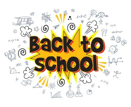 Back to school. Explosion with comic style Stock Illustration