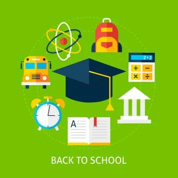 Back to School Flat Concept Stock Illustration