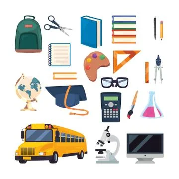 Back to school flat design Stock Illustration