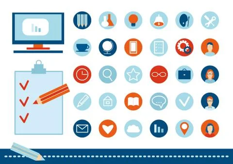 Back to school flat design. school icon set on a white background. vector 스톡 일러스트