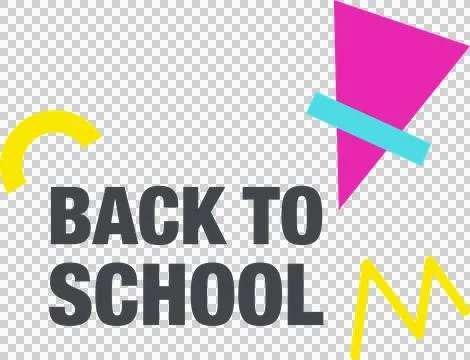 Back-to-school flat design is showing bold text, colorful geometric shapes, Stock Illustration