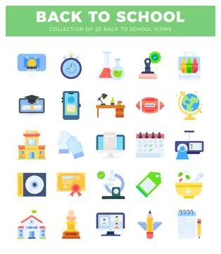 Back to school flat icons for education. Stock Illustration