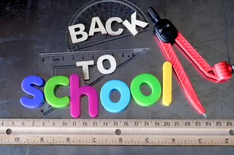 Back to school flat lay style sign 스톡 사진