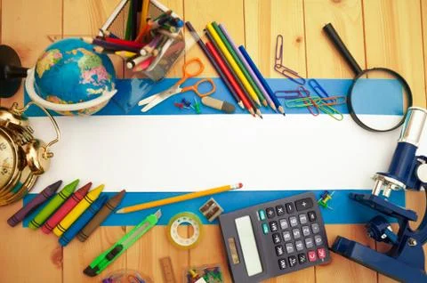 Back to school flat style,copy space Stock Photos