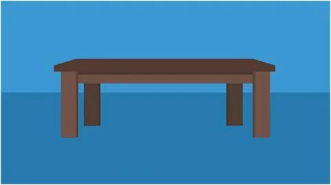 Back to School Flat vector graphic of a simple wooden table with furniture,.. Stock Illustration
