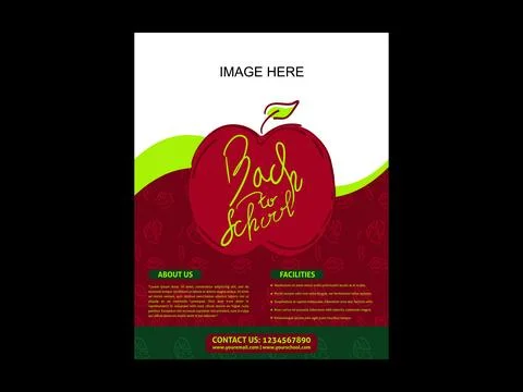 Back to School Flyer on Apple, Hand Drawn Lettering Vector Illustration Des.. Stock Illustration
