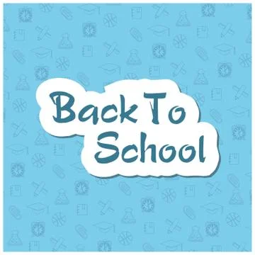 Back to school flyer template with different school objects. Stock Illustration