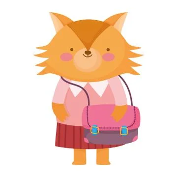 Back to school, fox with clothes and backpack cartoon Stock Illustration