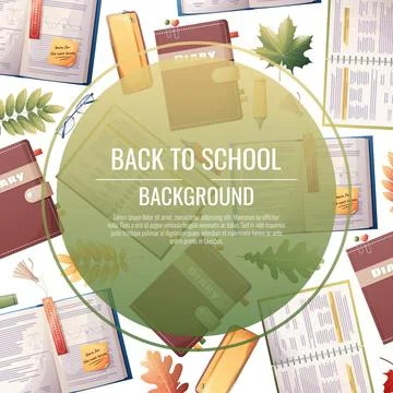 Back to school frame design. Poster, postcard with with textbooks, books an.. Stock Illustration