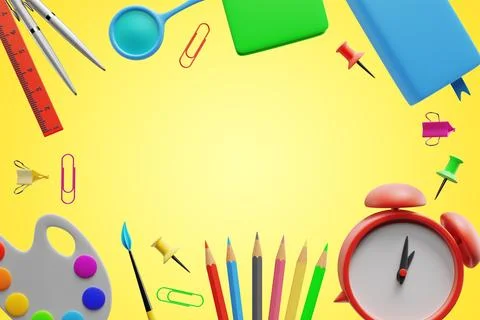 Back to school. Frame made of student elements Stock Illustration