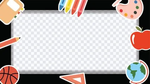 Back to School frame with school supply stickers decorated Stock Illustration