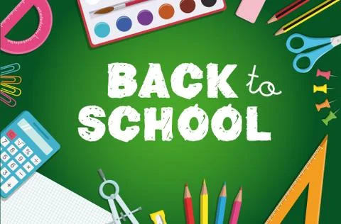 BACK TO SCHOOL FRAME WITH STATIONERY Stock Illustration
