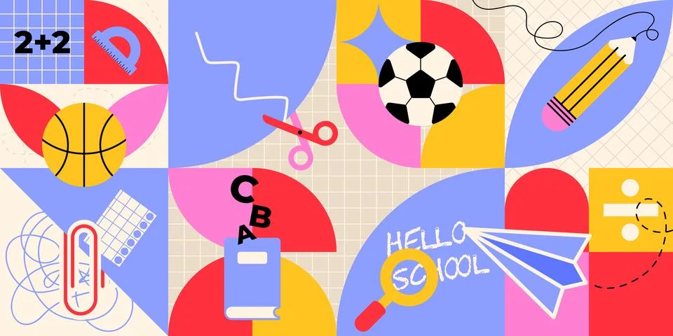 Back to school geometric pattern Stock Illustration