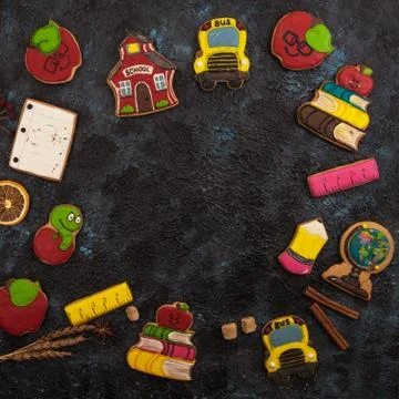 Back to school gingerbreads Stock Photos
