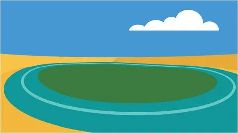 Back to School Graphic representation of a green field under a blue sky wit.. Stock Illustration